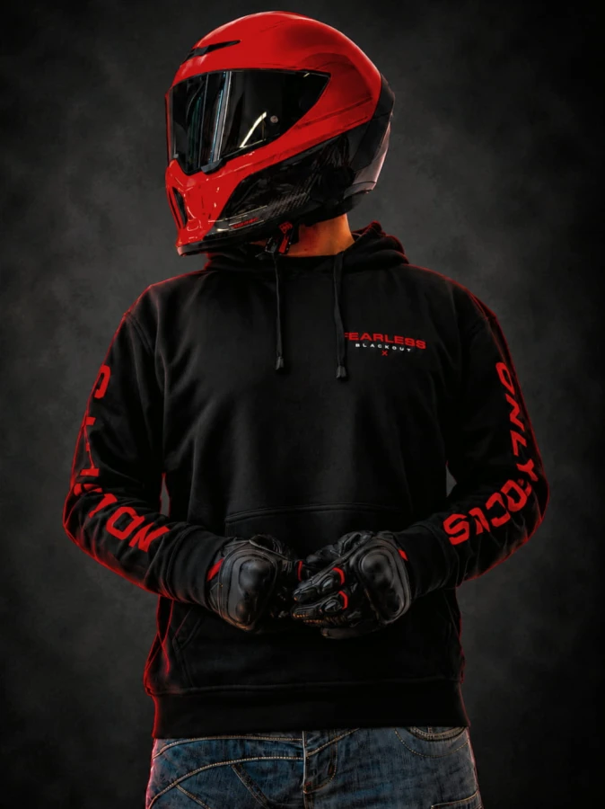 Bluza motocyklowa BLACKOUT FEARLESS DIVISION z minimalistycznym logo na piersi.
