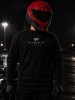 Czarna bluza FEARLESS BLACK z minimalistycznym nadrukiem na przodzie, moto streetwear dla motocyklistów.