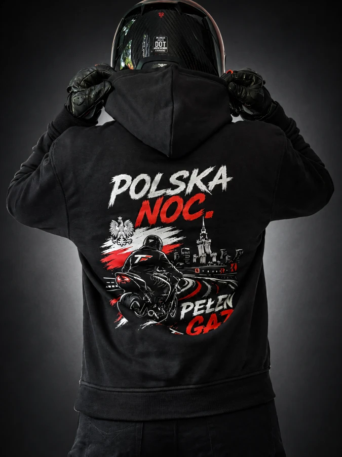 Bluza motocyklowa Polska Nocą Pełen Gaz – grafika na plecach