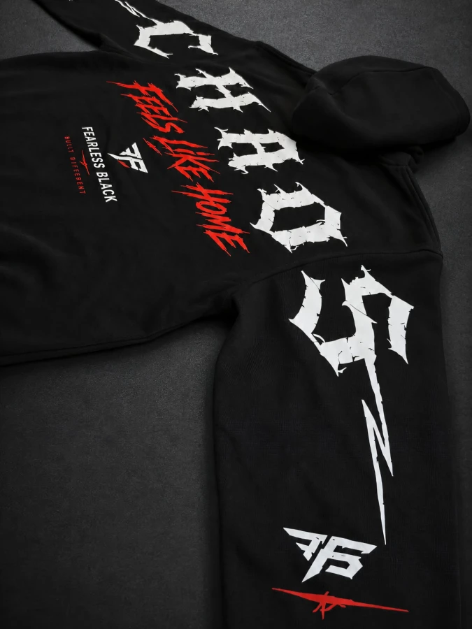 Bluza FEARLESS BLACK z nadrukami na rękawach