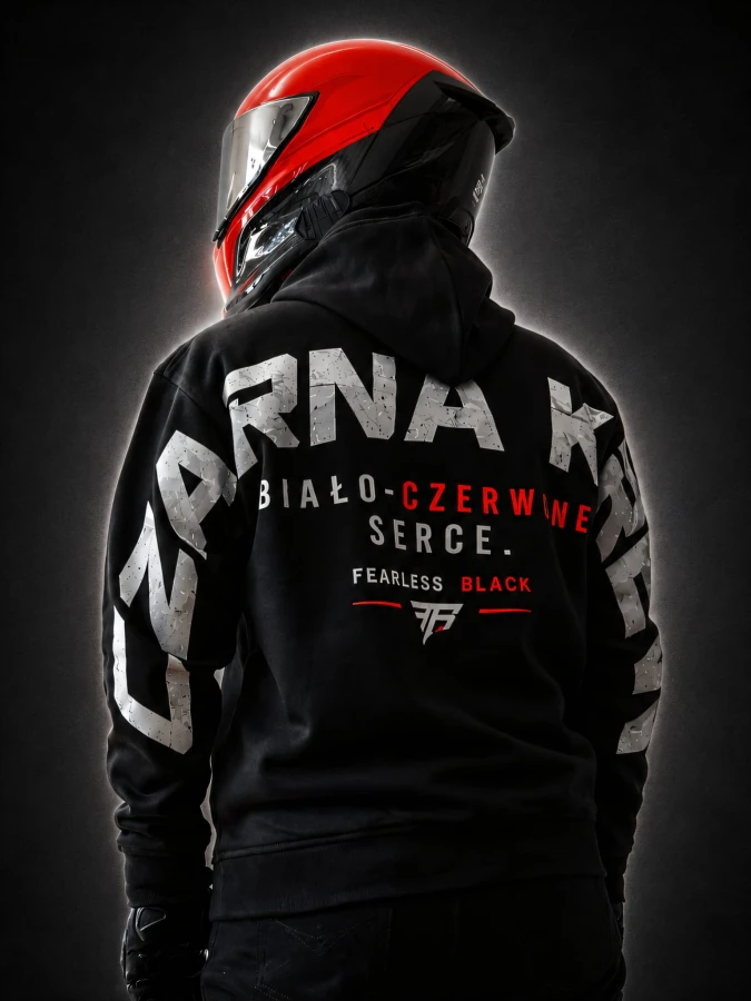 Motocyklowa bluza CZARNA KREW – tył na modelu