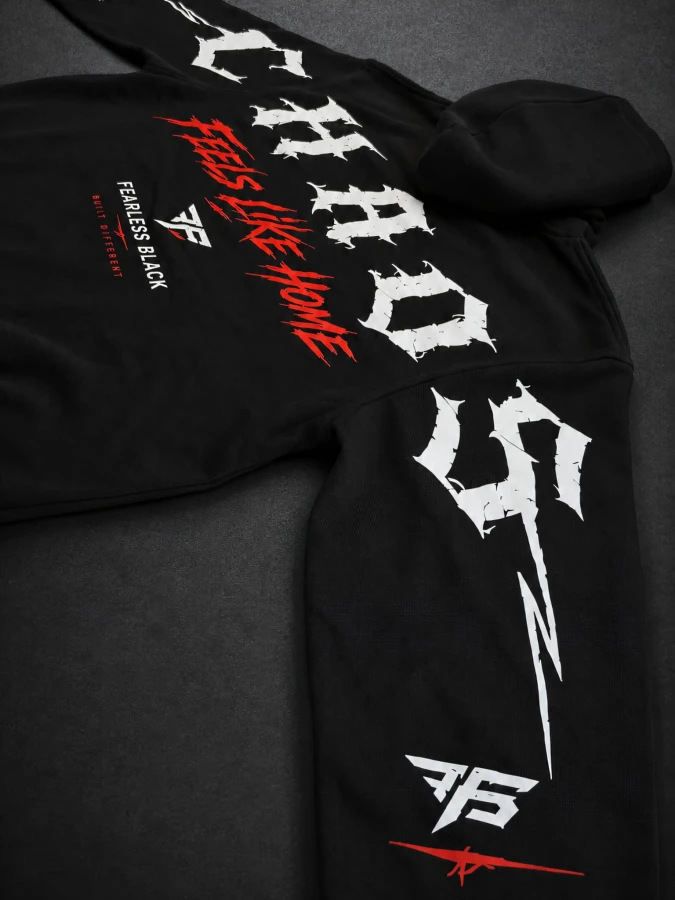 Bluza FEARLESS BLACK z nadrukami na rękawach