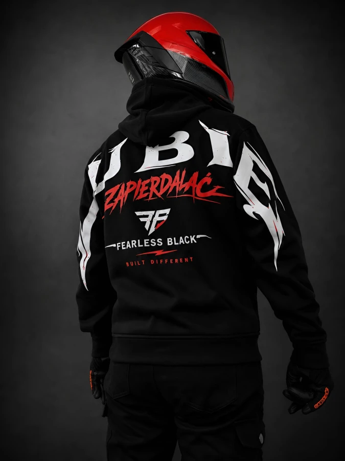 Bluza dla motocyklisty LUBIĘ ZAPIERDALAĆ FEARLESS BLACK – nadruk na plecach