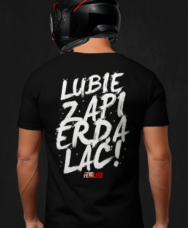 Lubię zapierdalać, męska czarna  koszulka motocyklowa, koszulka dla motocyklisty, koszulki dla motocyklistów, koszulki motocyklowe, koszulka na motor, koszulka fearless, koszulki fearless, koszulka motocyklowa, back.jpg