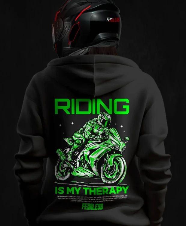 Riding is my therapy, damska bluza motocyklowa, bluza dla motocyklistki, bluzy dla motocyklistek, bluzy motocyklowe, bluza na motor, na prezent dla motocyklisty, bluza fearless, bluzy fearless, bluza motocyklowa, back.webp