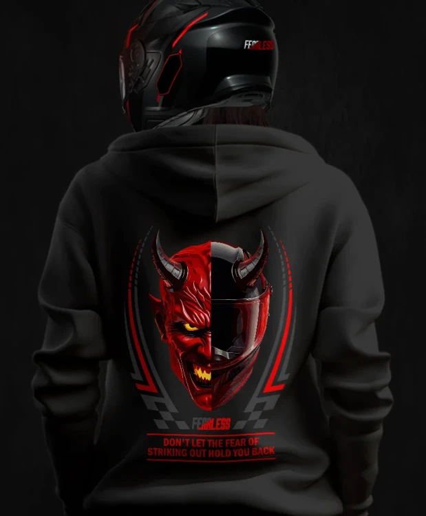 Devil in helmet, damska bluza motocyklowa, bluza dla motocyklistki, bluzy dla motocyklistek, bluzy motocyklowe, bluza na motor, na prezent dla motocyklisty, bluza fearless, bluzy fearless, bluza motocyklowa, back.webp