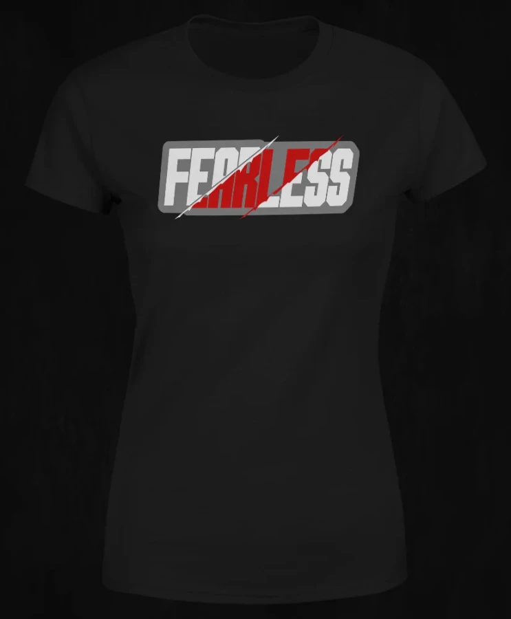 Fear wil kill your dreams, damska czarna  koszulka motocyklowa, koszulka dla motocyklistki, koszulki motocyklowe, koszulka na motor, koszulka fearless, koszulki fearless, koszulki motocyklowe, front.webp