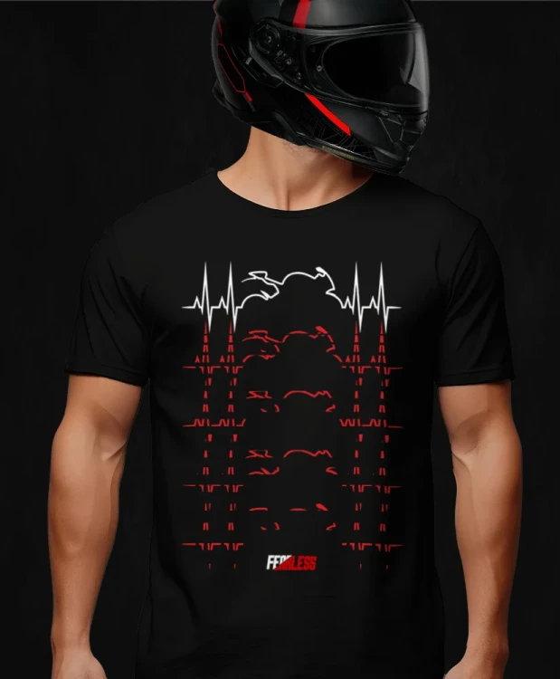 Biker heartbeat, męska czarna koszulka motocyklowa, koszulka dla motocyklisty, koszulki dla motocyklistów, koszulki motocyklowe, koszulka na motor, koszulka fearless, koszulki fearless, koszulka motocyklow.webp