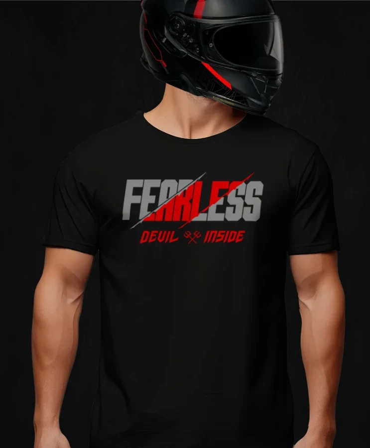 Devil inside, męska czarna koszulka motocyklowa, koszulka dla motocyklisty, koszulki dla motocyklistów, koszulki motocyklowe, koszulka na motor, koszulka fearless, koszulki fearless, koszulka motocyklowa, .webp
