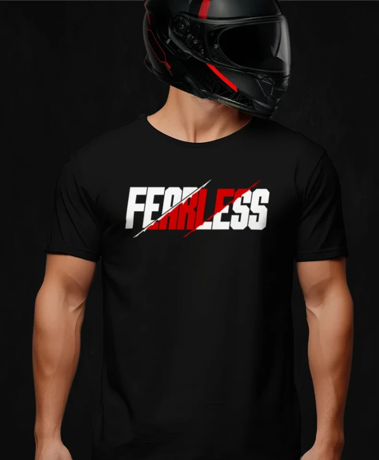 Jechałem szybko gdyż lubię zapierdalać, męska czarna koszulka motocyklowa, koszulka dla motocyklisty, koszulki dla motocyklistów, koszulki motocyklowe, koszulka na motor, koszulka fearless, koszulka motocy.webp