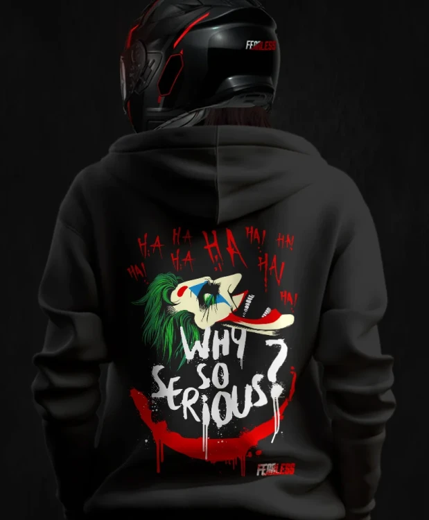 Why so serious, damska bluza motocyklowa, bluza dla motocyklistki, bluzy dla motocyklistek, bluzy motocyklowe, bluza na motor, na prezent dla motocyklisty, bluza fearless, bluzy fearless, bluza motocyklowa, back.webp