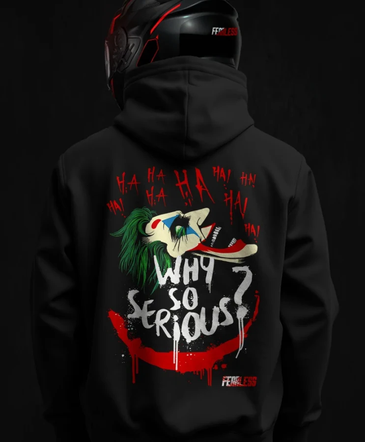 Why so serious, męska bluza motocyklowa, bluza dla motocyklisty, bluzy dla motocyklistów, bluzy motocyklowe, bluza na motor, na prezent dla motocyklisty, bluza fearless, bluzy fearless, bluza motocyklowa, back.webp