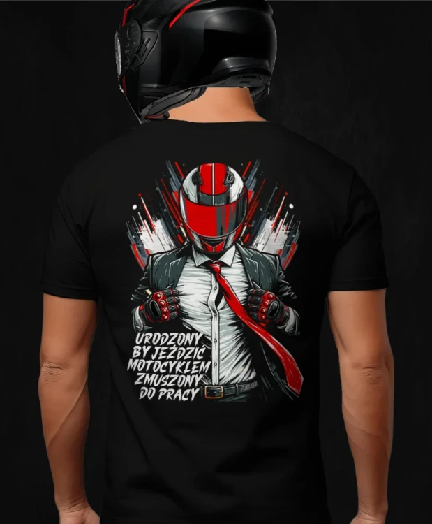 Urodzony by jeździć motocyklem, męska czarna koszulka motocyklowa, koszulka dla motocyklisty, koszulki dla motocyklistów, koszulki motocyklowe, koszulka fearless, koszulki fearless, koszulka motocyklowa.webp