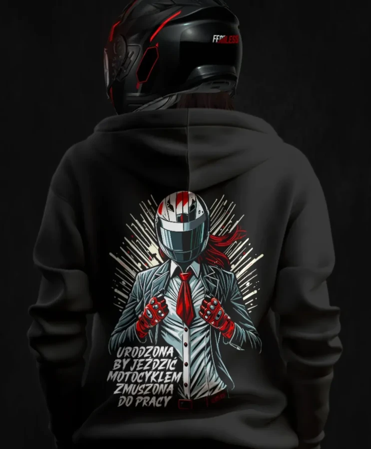 urodzona by jeździć motocyklem, damska bluza motocyklowa, bluza dla motocyklistki, bluza dla motocyklisty, bluzy motocyklowe, bluza na motor, na prezent dla fanów motocykli, bluza fearless, bluzy fearless, bluza .webp
