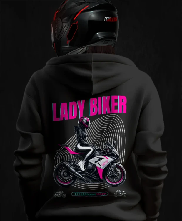 Lady biker, damska bluza motocyklowa, bluza dla motocyklistki, bluza dla motocyklisty, bluzy motocyklowe, bluza na motor, na prezent dla fanów motocykli, bluza fearless, bluzy fearless, .webp