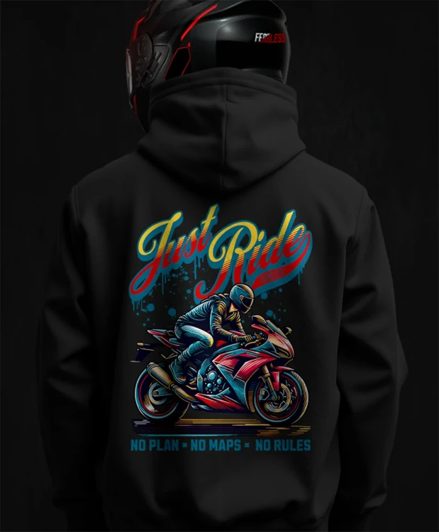 Just ride, męska bluza motocyklowa, bluza dla motocyklistki, bluza dla motocyklisty, bluzy motocyklowe, bluza na motor, na prezent dla fanów motocykli, bluza fearless, bluzy fearless, bl.webp