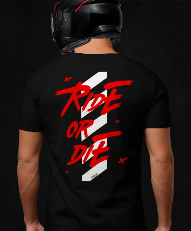 Ride or Die, męska czarna koszulka motocyklowa, koszulka dla motocyklisty, koszulki dla motocyklistów, koszulki motocyklowe, koszulka na motor, koszulka fearless.webp