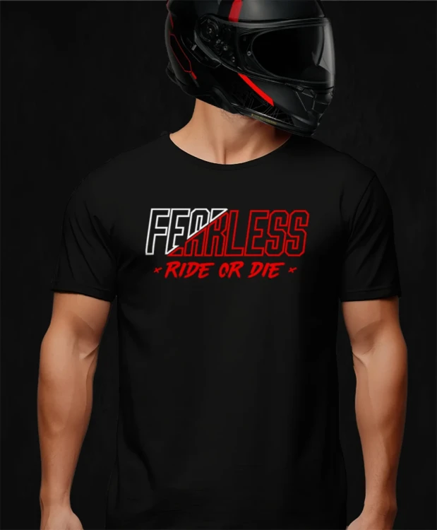 Ride or Die, męska czarna koszulka motocyklowa, koszulka dla motocyklisty, koszulki dla motocyklistów, koszulki motocyklowe, koszulka na motor, koszulka fearless, koszulka moto.webp