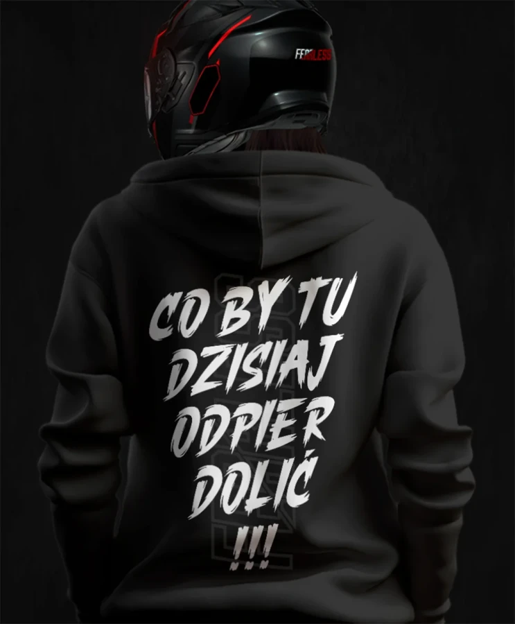Co by tu dzisiaj odpierdolić, damska bluza motocyklowa, bluza dla motocyklistki, bluza dla motocyklisty, bluzy motocyklowe, bluza na motor, na prezent dla fanów motocykli, bluza fearless.webp