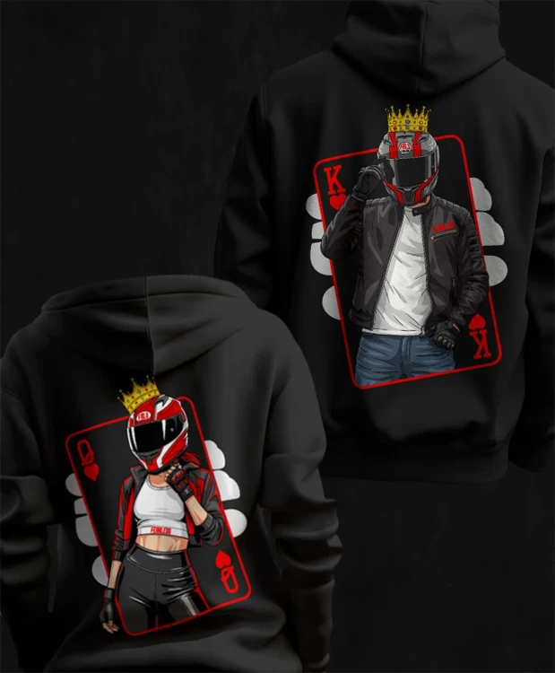 Fearless Queen King, damska bluza motocyklowa, bluza dla motocyklistki, bluza dla motocyklisty, bluzy motocyklowe, bluza na motor, na prezent dla fanów motocykli, bluza fearless, bluza m.webp