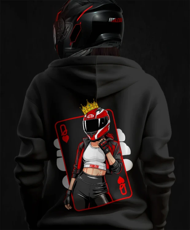 Fearless Queen, damska bluza motocyklowa, bluza dla motocyklistki, bluza dla motocyklisty, bluzy motocyklowe, bluza na motor, na prezent dla fanów motocykli, bluza fearless, bluza motocy.webp