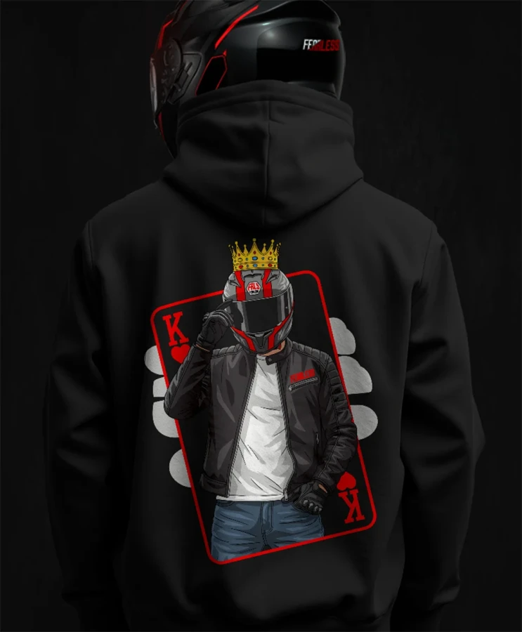 Fearless King, męska bluza motocyklowa, bluza dla motocyklistki, bluza dla motocyklisty, bluzy motocyklowe, bluza na motor, na prezent dla fanów motocykli, bluza fearless, bluza motocykl.webp