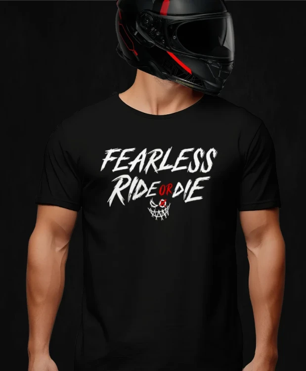 Ride or Die X, męska czarna koszulka motocyklowa, koszulka dla motocyklisty, koszulki dla motocyklistów, koszulki motocyklowe, na motor, koszulka fearless, koszulka motocyklowa, front.webp