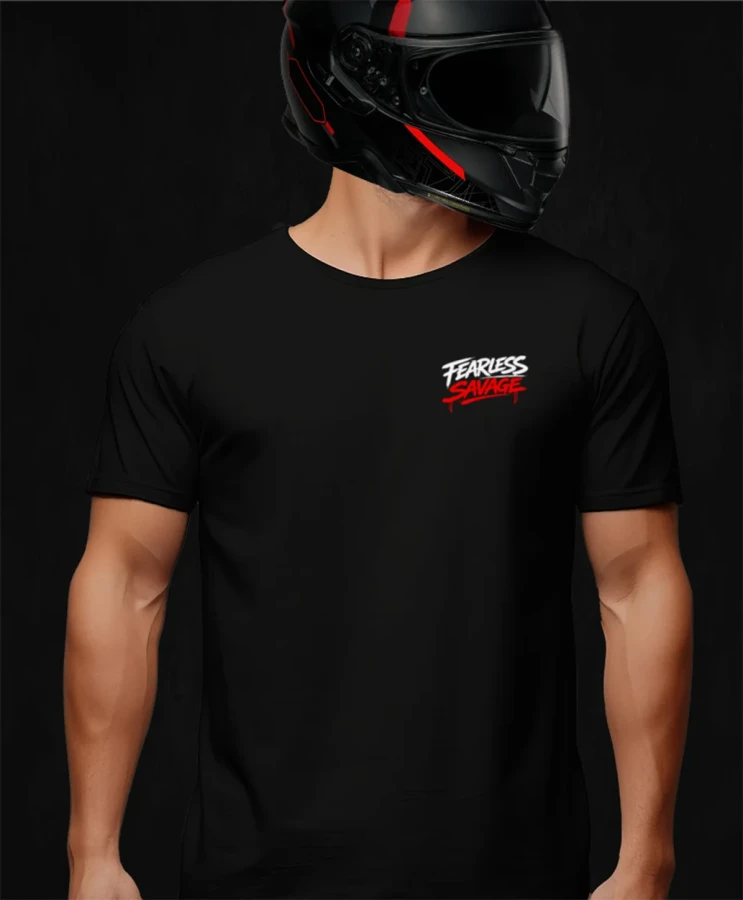 Fearless Savage, męska czarna koszulka motocyklowa, koszulka dla motocyklisty, koszulki dla motocyklistów, koszulki motocyklowe, na motor, koszulka fearless, koszulka motocyklowa, fro.webp