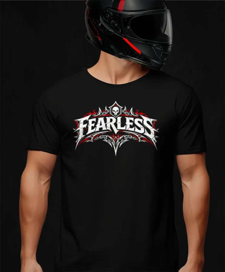 Fearless No Limits, męska czarna koszulka motocyklowa, koszulka dla motocyklisty, koszulki dla motocyklistów, koszulki motocyklowe, na motor, koszulka fearless, koszulka moto.webp